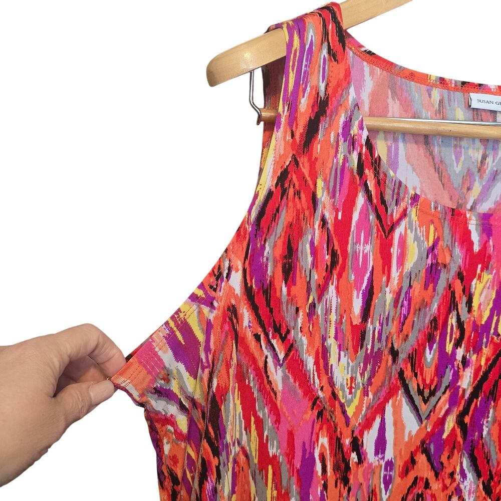 Susan Graver Top Womens Plus Size 1X Multicolor Liquid Knit Sleeveless Colorful - Picture 5 of 9